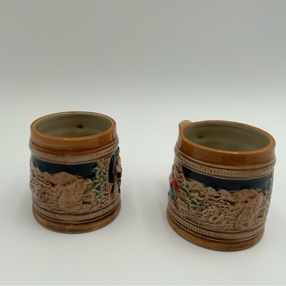 Vintage 2 SANYO JAPAN CUPS Ceramic German Style Stein Beer Cups. 3” Tall - Picture 3 of 6